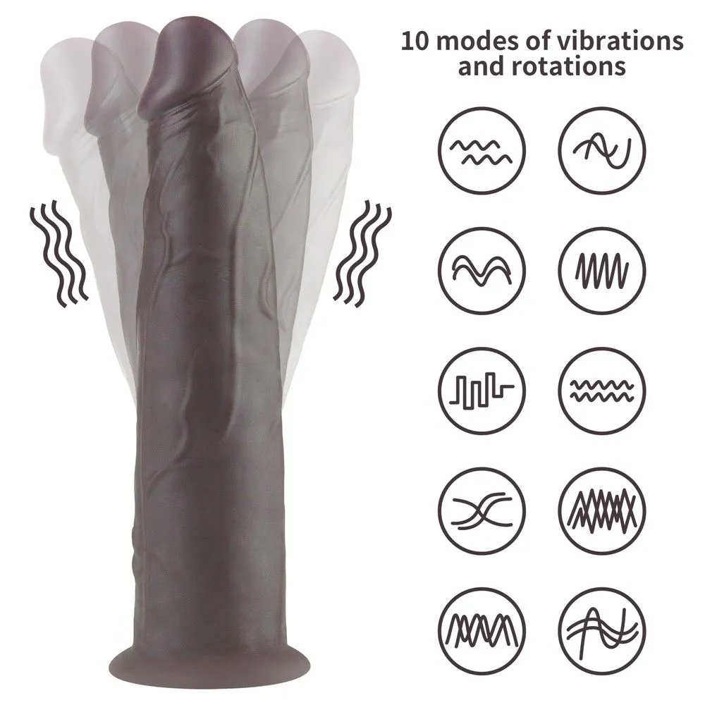 Lovetoy Dual Layered Silicone Rotator - Wibrator, Czarny, 23 cm