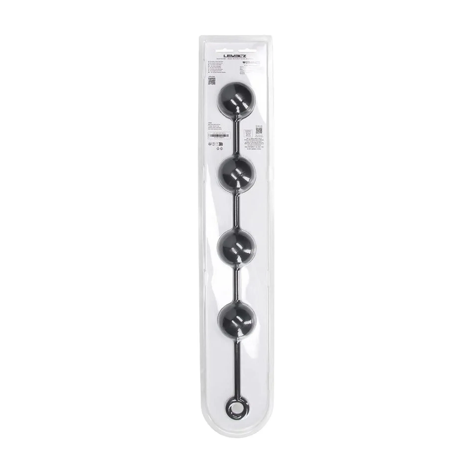 Shots Round Silicone Anal Balls - Łańcuszek analny, Czarny, 52.5 cm