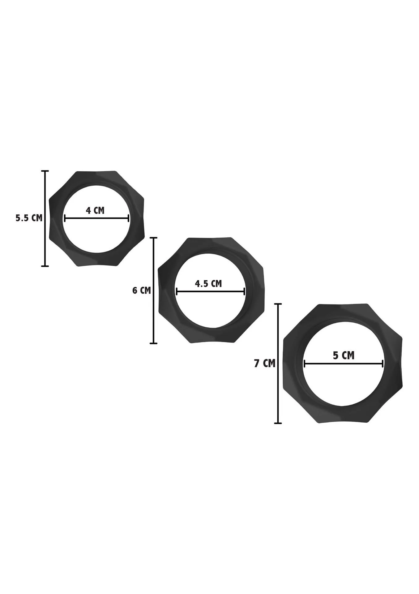 Набір ерекційних кілець Hidden Desire Heavy C-Ring Set, 3 шт (чорний)