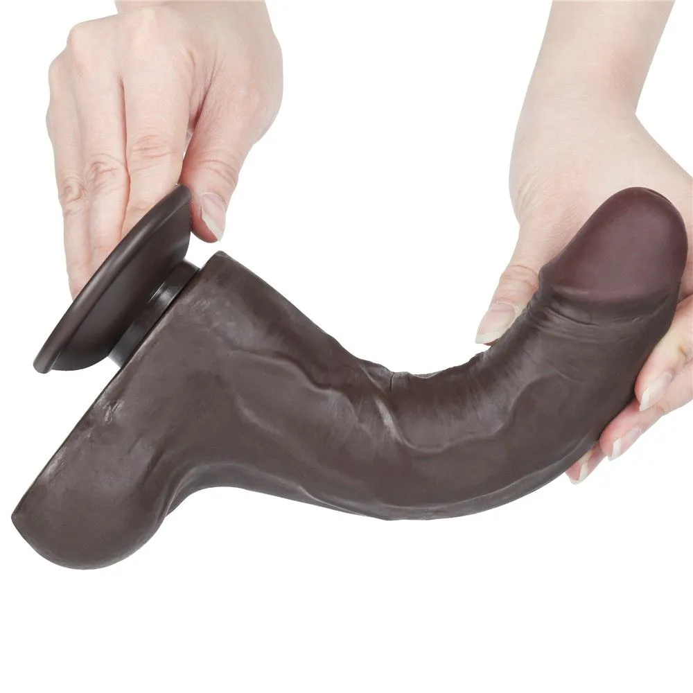 Lovetoy Sliding Skin Dual Layer Dong - Dildo, Czarny, 21.5 cm