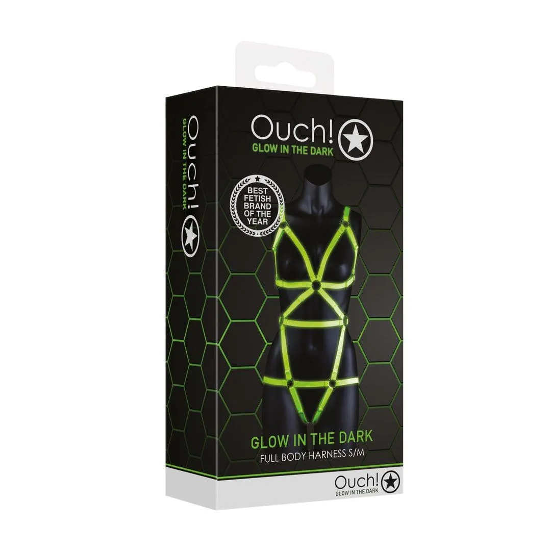 Портупея на всё тело Ouch! Glow in the Dark, S/M (неоново-зелёный)