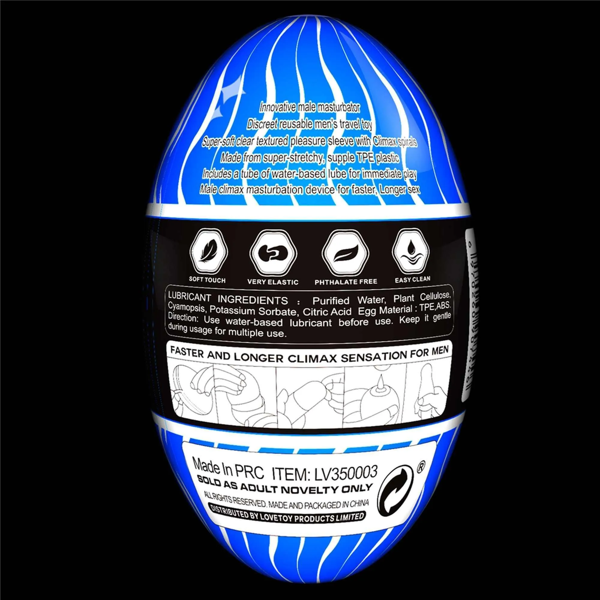 Мастурбатор яйце LoveToy Giant Egg Grind Spirals Edition (прозорий)