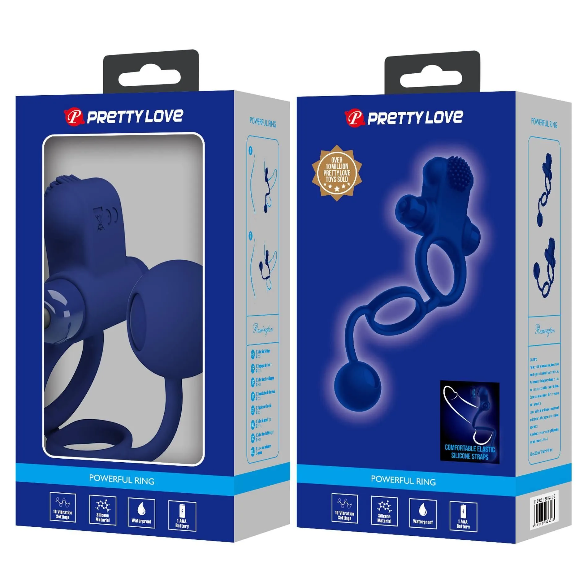 Віброкільце Pretty Love Vibration Penis Sleeve IV, 20,3 см (синій)