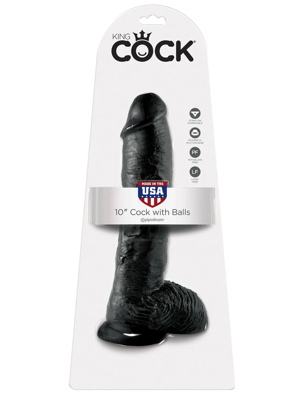 Фалоімітатор King Cock With Balls 10", 27 см (чорний)