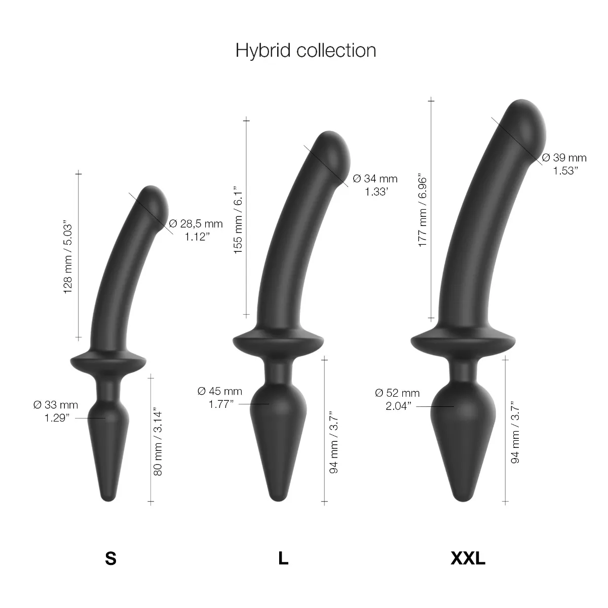 Strap-on-me Switch Plug-in Semi-realistic Dildo - Dildo, Czarny, 17.7 cm
