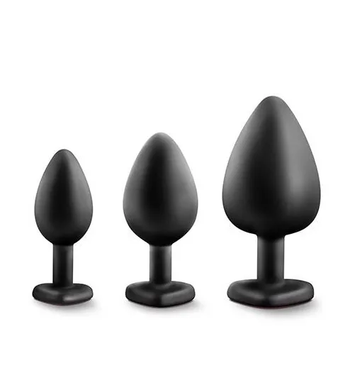 Набор анальных пробок Luxe Bling Plugs Trainer Kit, 3 шт (черный)