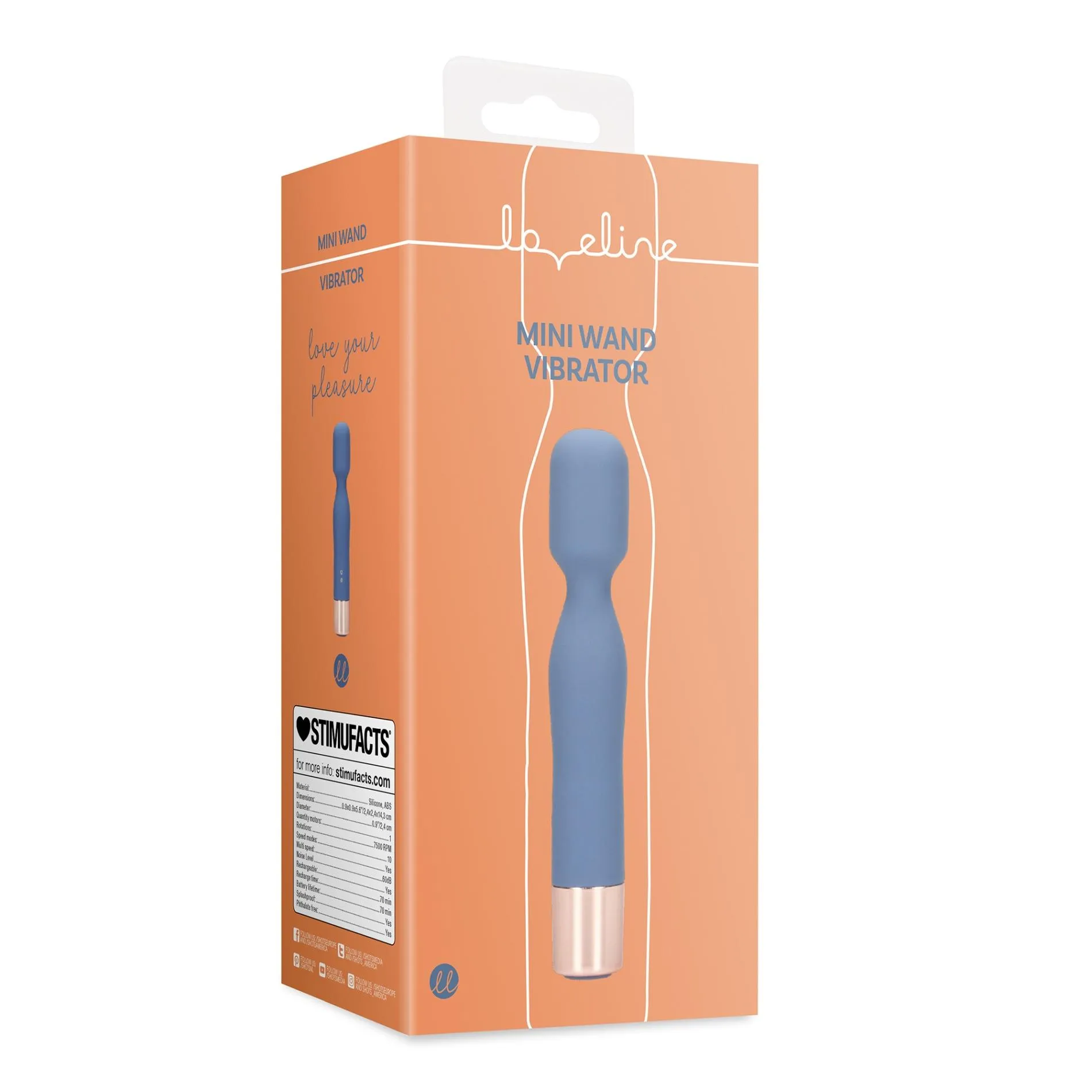 Вибратор Loveline Mini Wand, 14.3 см (синий)