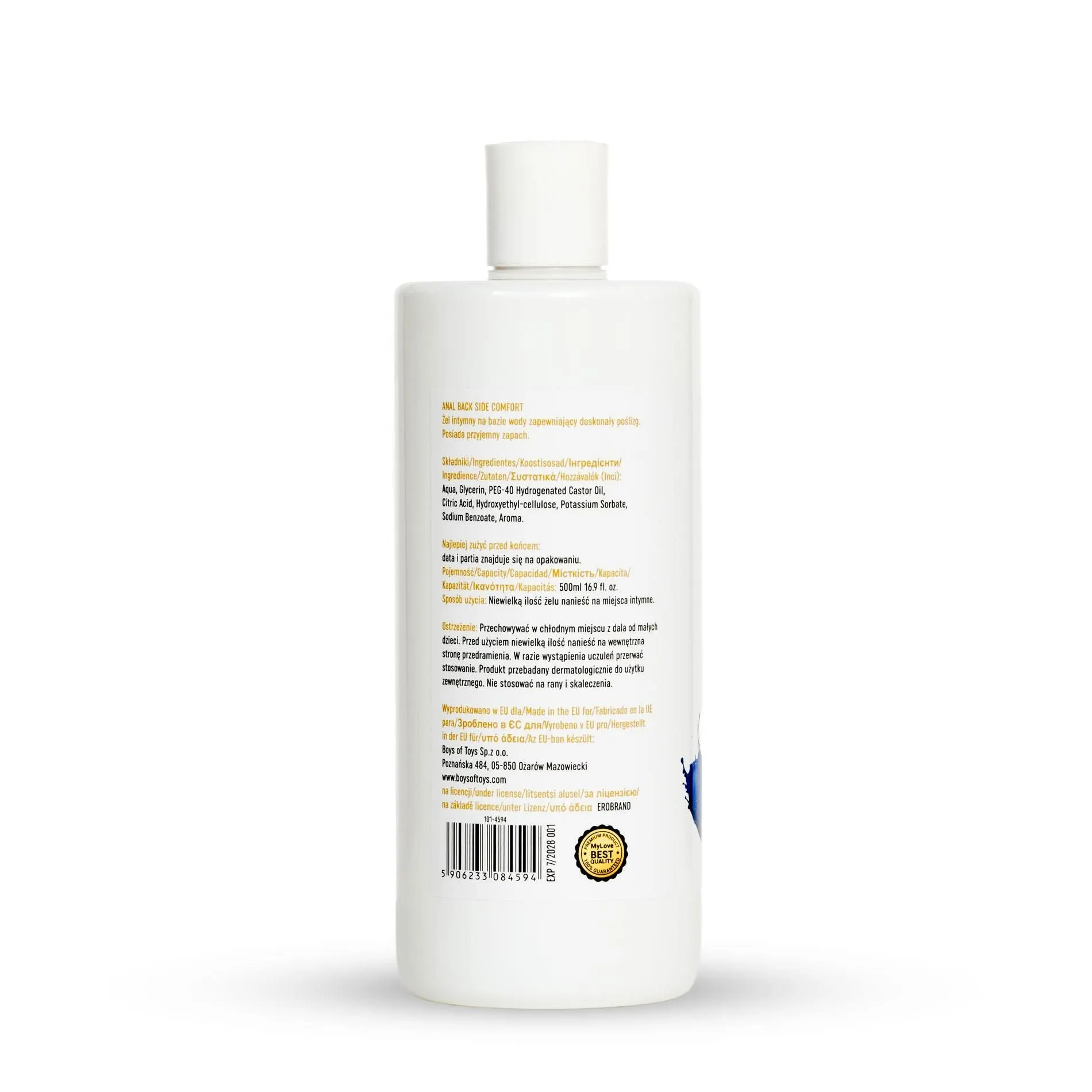 MyLove Anal Back Side Comfort - Lubrykant analny, Mięta, 500 ml