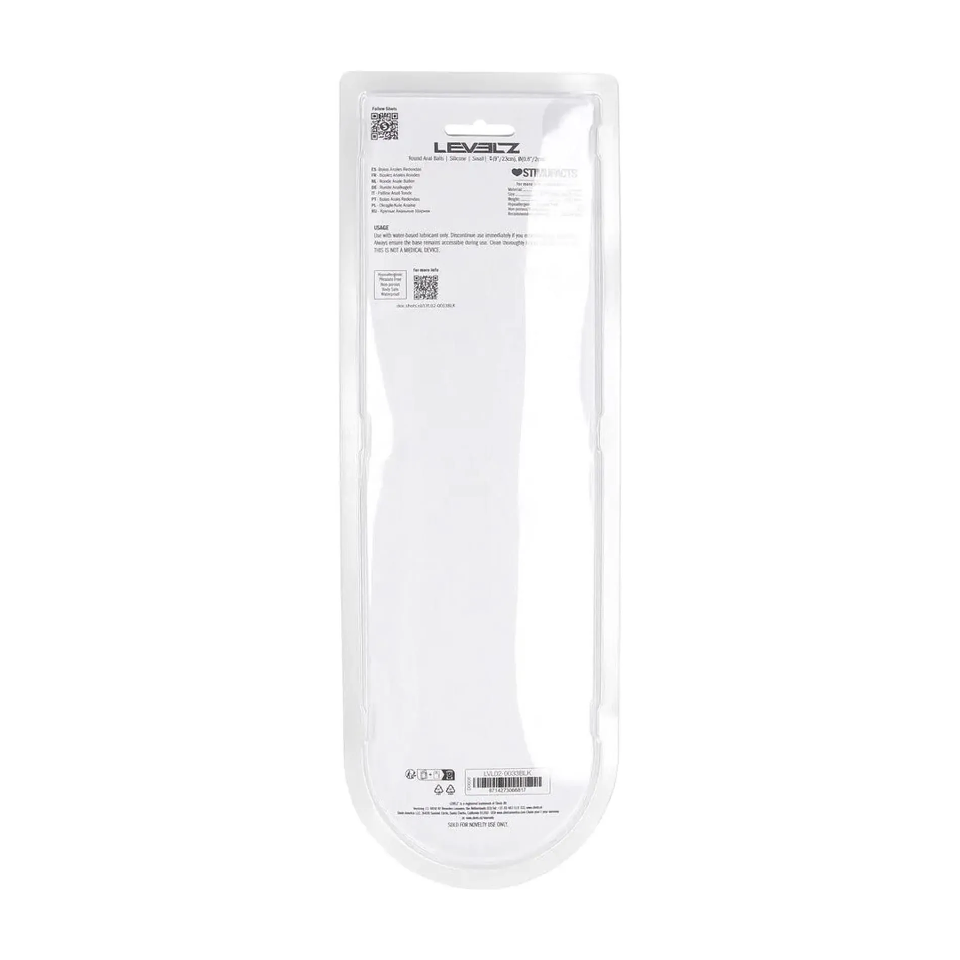 Shots Round Silicone Anal Balls - Łańcuszek analny, Czarny, 23 cm