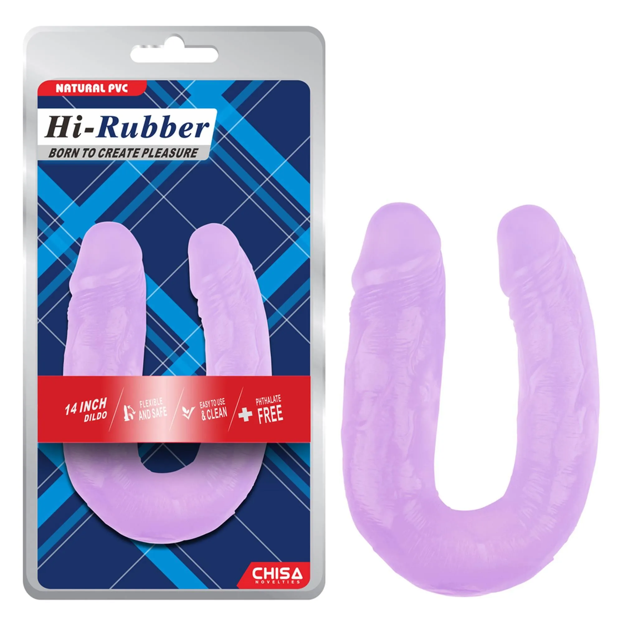 Двухсторонний фаллоимитатор Hi-Rubber Born To Create Pleasure 14 Inch, 43 см (фиолетовый)