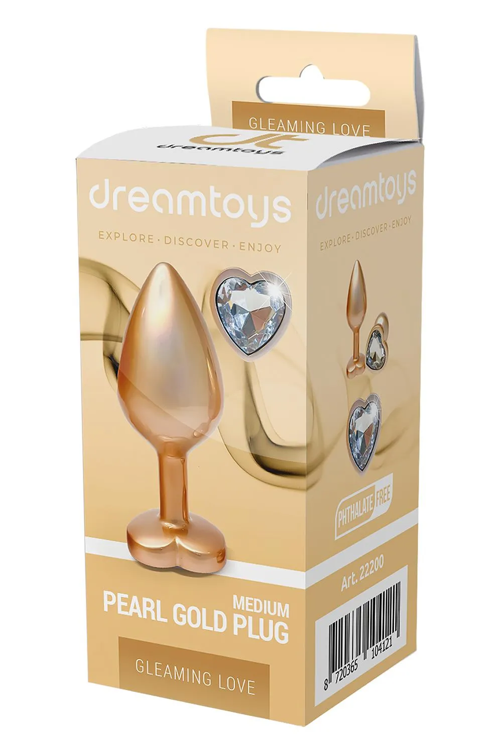 Анальная пробка Gleaming Love Pearl Gold Plug M, 8.3 см (золотой)