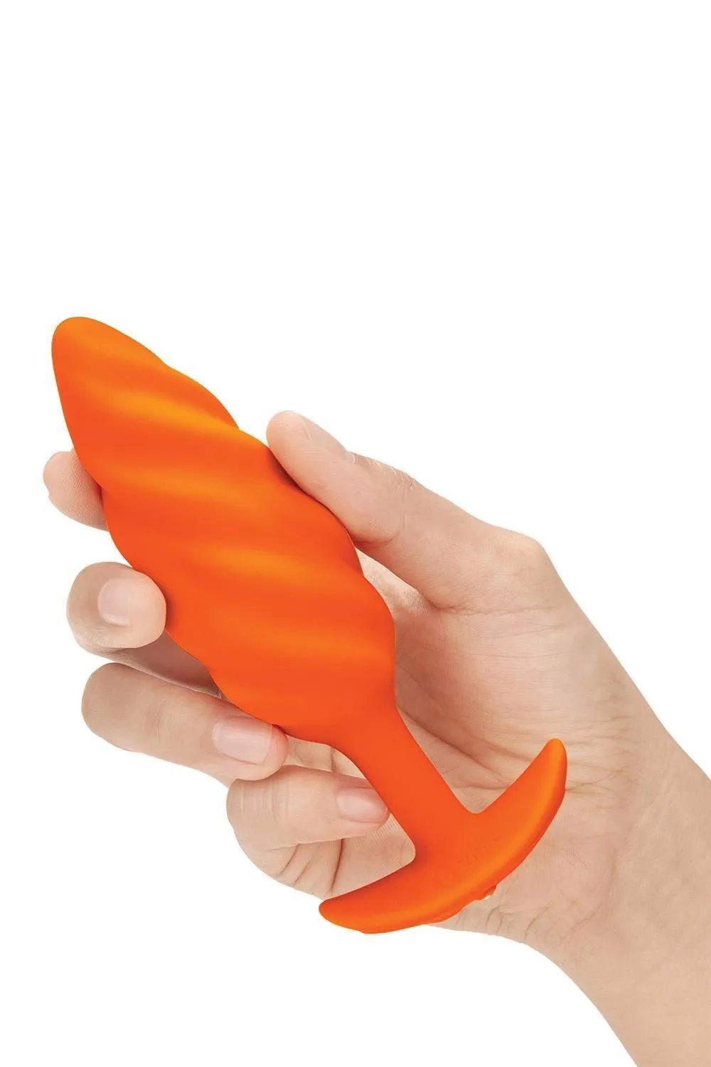 B-Vibe Swirl Texture Plug - Korek analny, Pomarańczowy, 13.5 cm