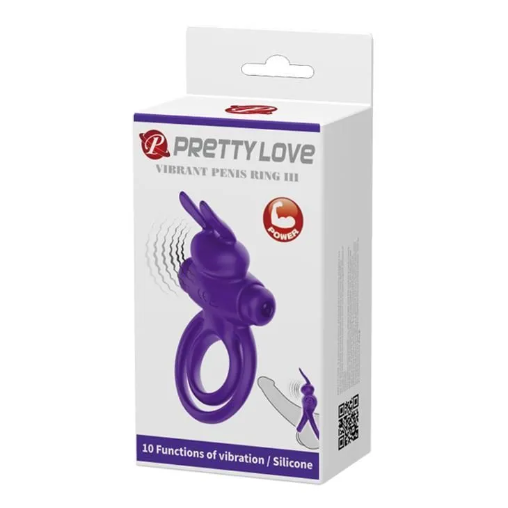 Ерекційне кільце Pretty Love Ring Bunny III, 9,7х4,0 см (фіолетовий)