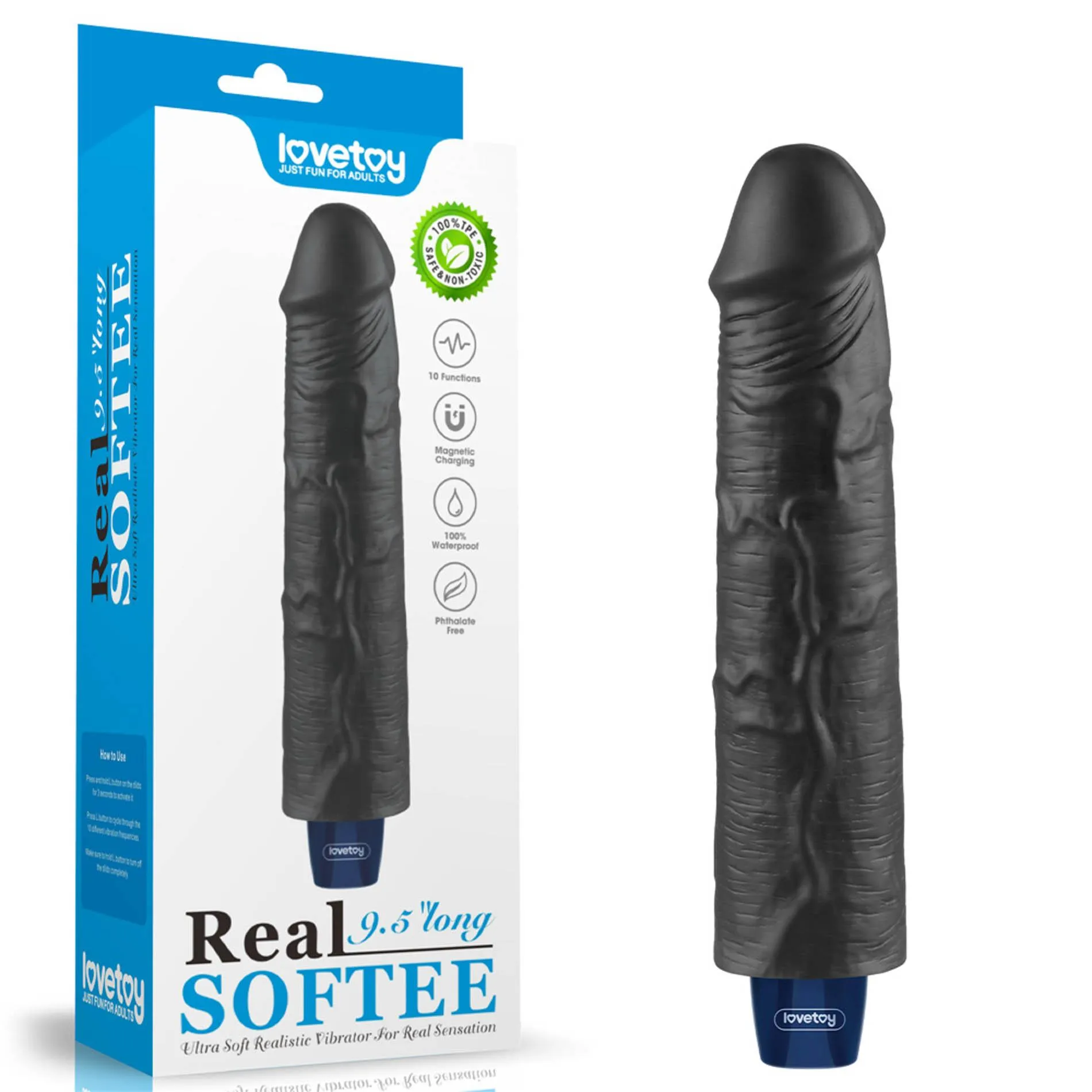 Вібратор Lovetoy Real Softee 9.5", 24 см (чорний)