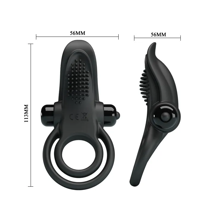 Эрекционное кольцо на пенис с вибрацией Pretty Love Vibro Penis Ring, 11,3 см (черный)