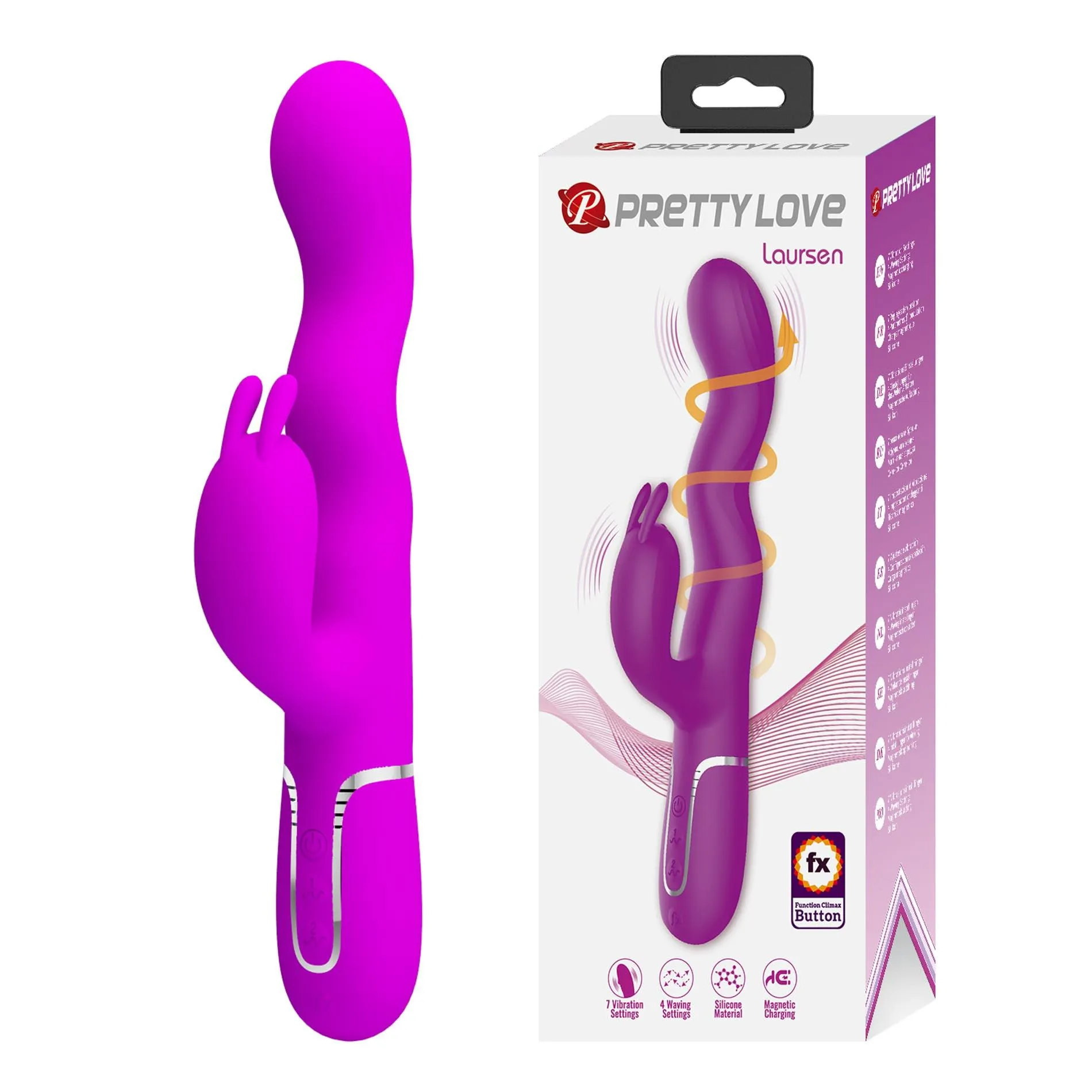Pretty Love Laursen - Wibrator królik, Fuksja, 24.9 cm
