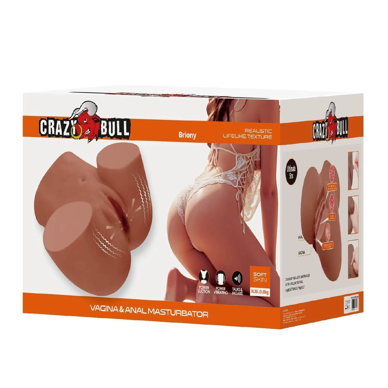 Crazy Bull Briony Realistic - Realistyczny masturbator, Brązowy, 36 cm
