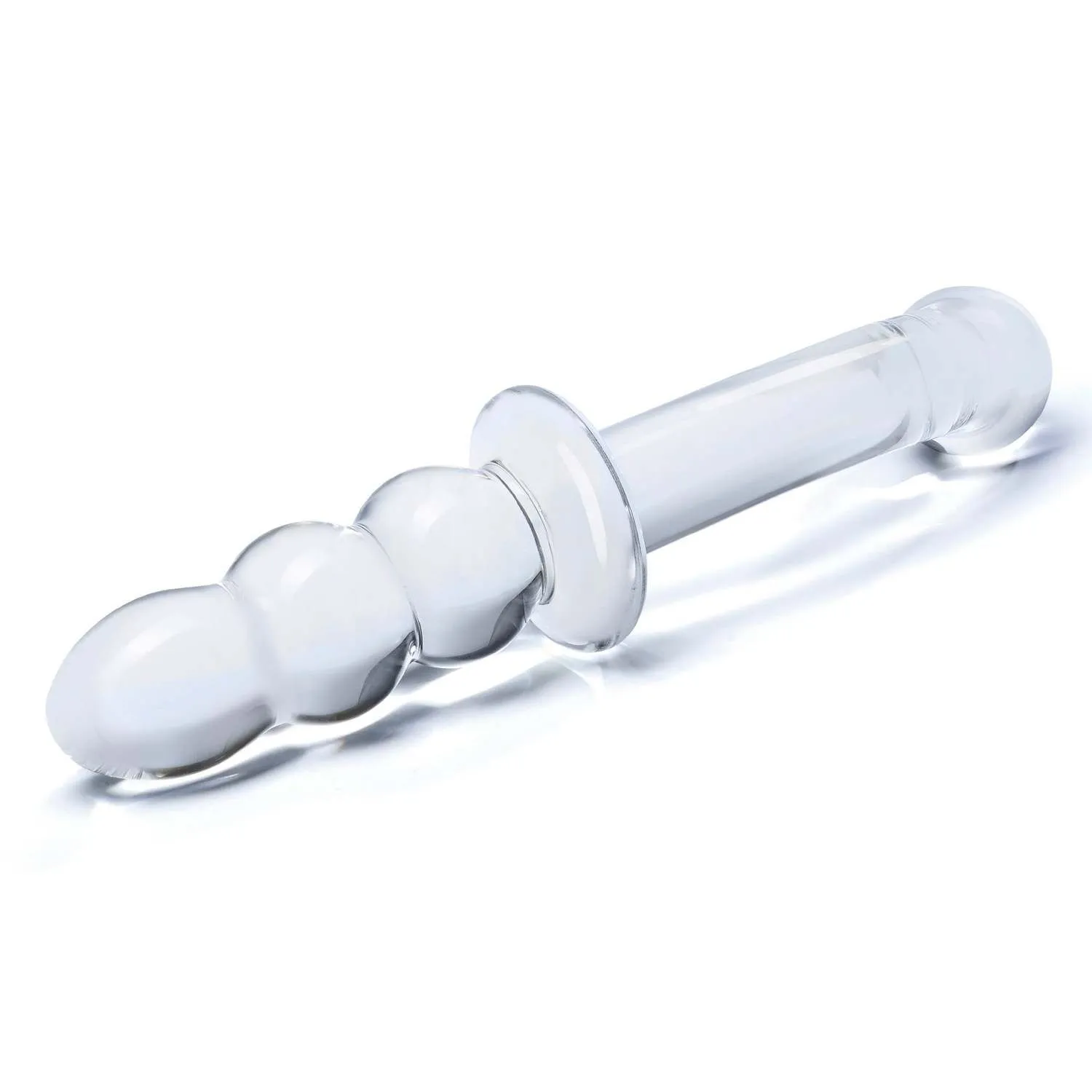 Glas Ribbed G-Spot - Dwustronny dildo B, Przezroczysty, 20.3 cm