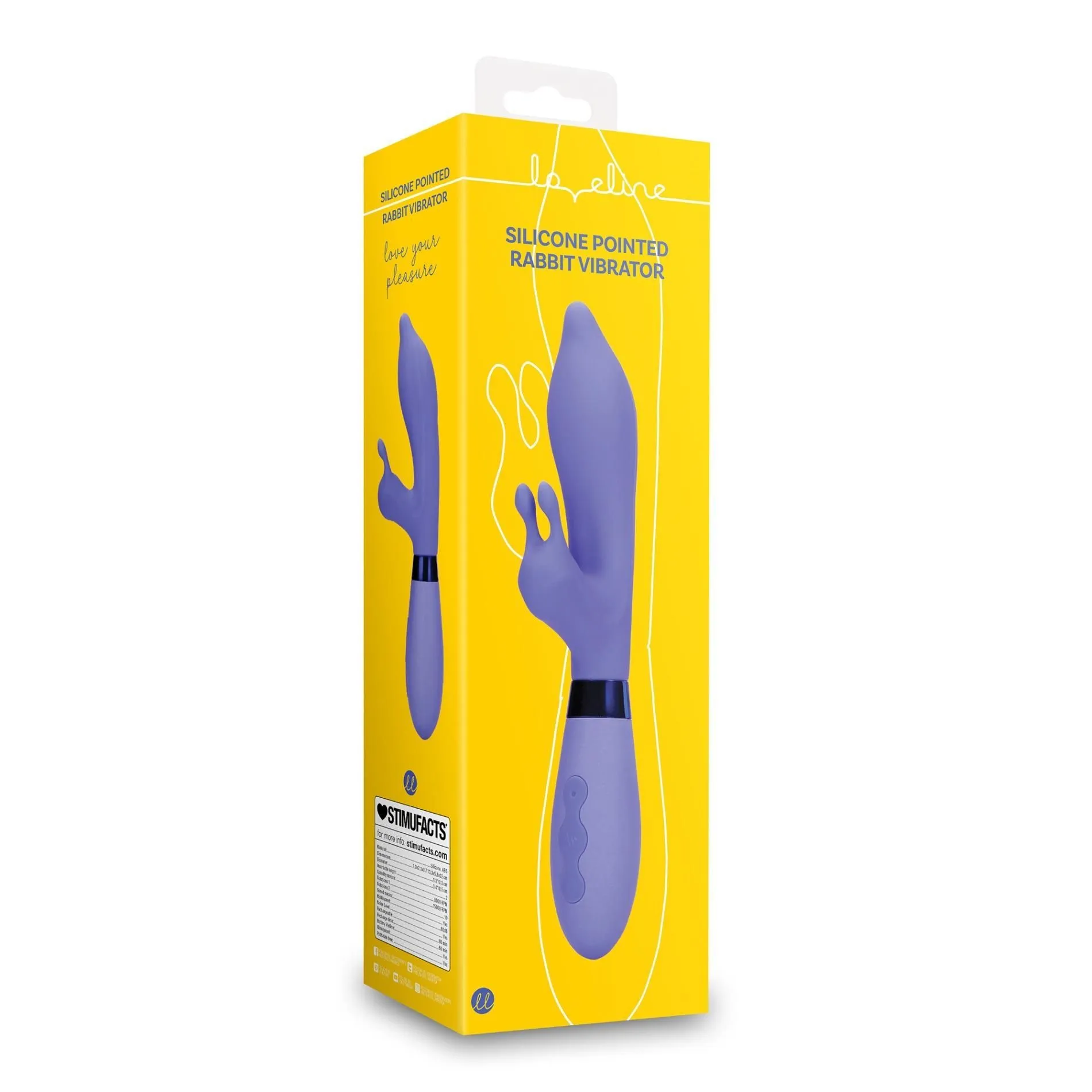 Loveline Pointed - Wibrator królik, Fioletowy, 20.5 cm