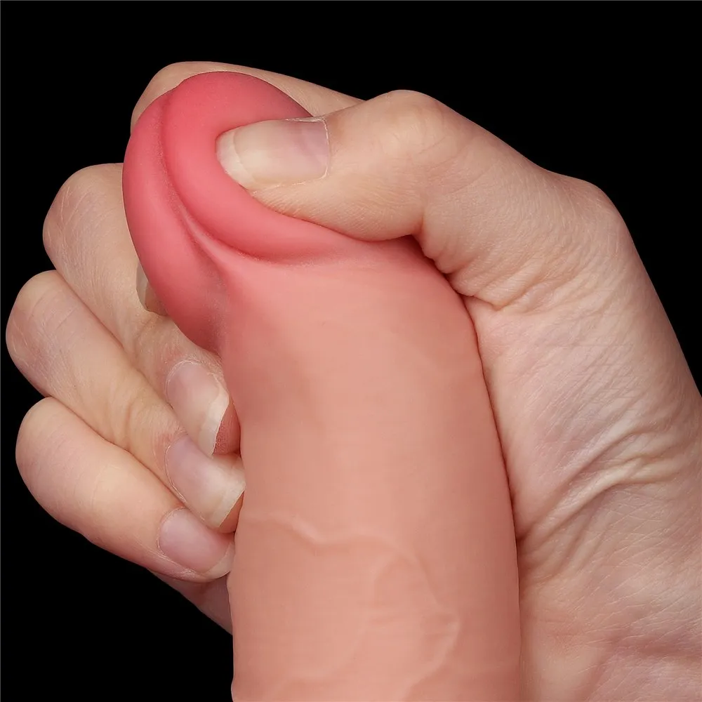 Lovetoy Sliding-Skin Dual Layer Dong 7.5'' - Dildo, W kolorze cielistym, 19.5 cm