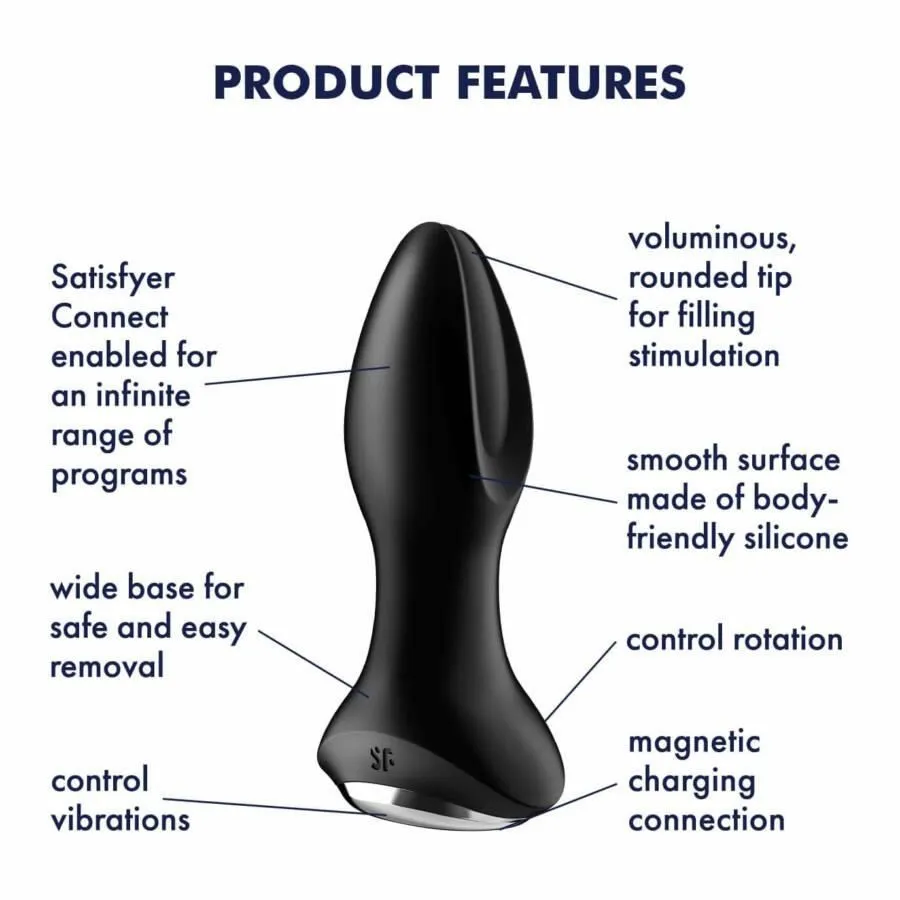 Анальна пробка Satisfyer Rotator Plug 2+, 12,8 см (чорний)