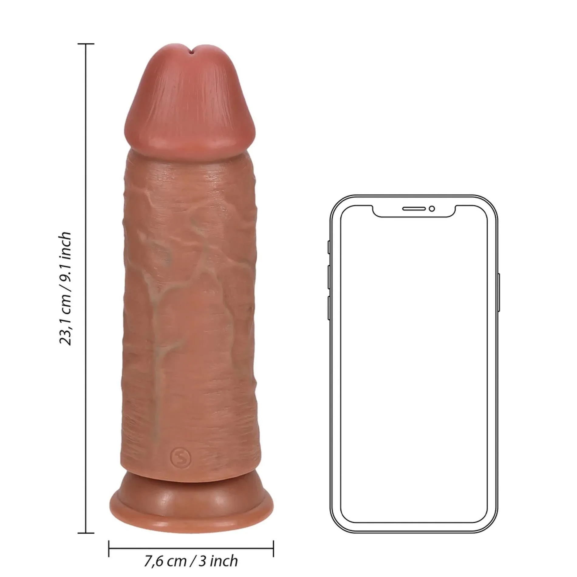 RealRock Extra Thick Straight - Dildo, Brązowy, 23 cm