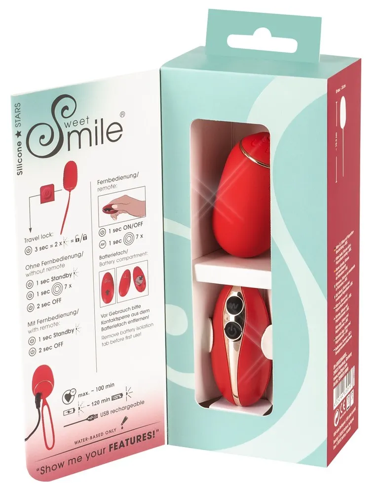 Віброяйце Sweet Smile Remote Controlled Love Ball, 15,3 см (червоний)