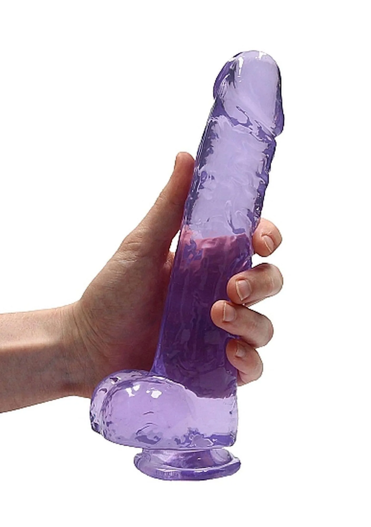 RealRock Crystal Clear 9" - Dildo, Fioletowy, 25 cm