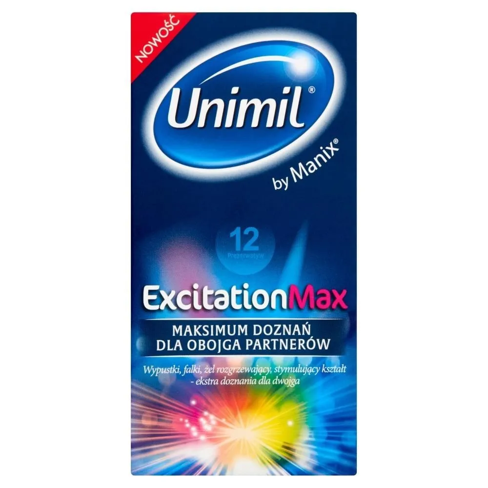 Ребристі презервативи Unimil Excitation Max із зігріваючим ефектом, 12 шт
