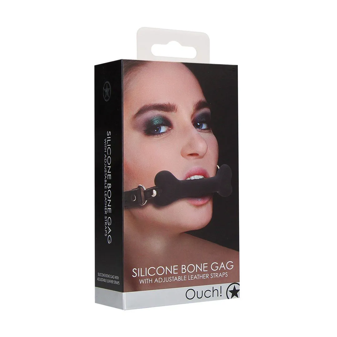 Ouch Bone Gag - Knebel z kulką, Czarny, 66 cm