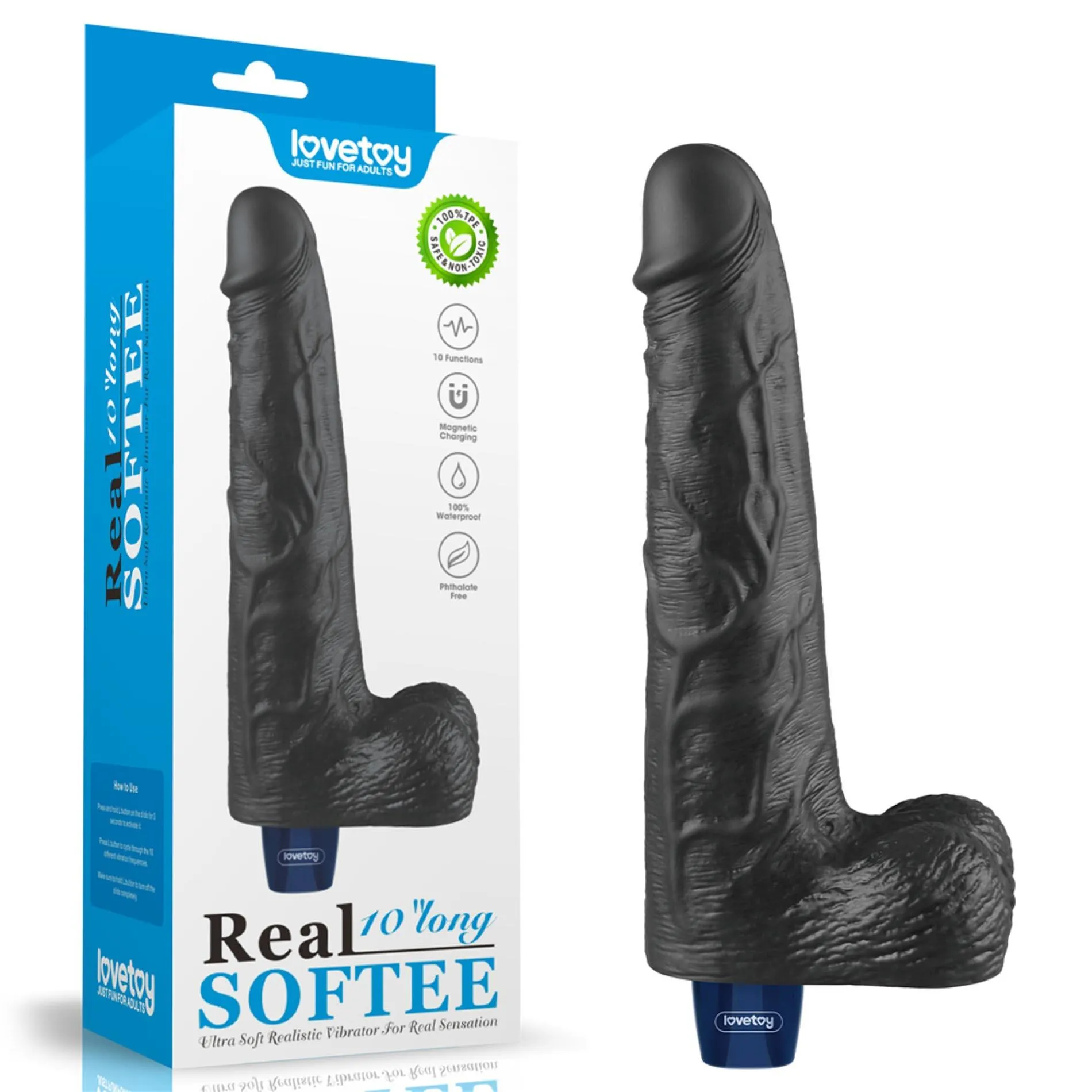 Вибратор Lovetoy Real Softee 10", 25.5 см (черный)