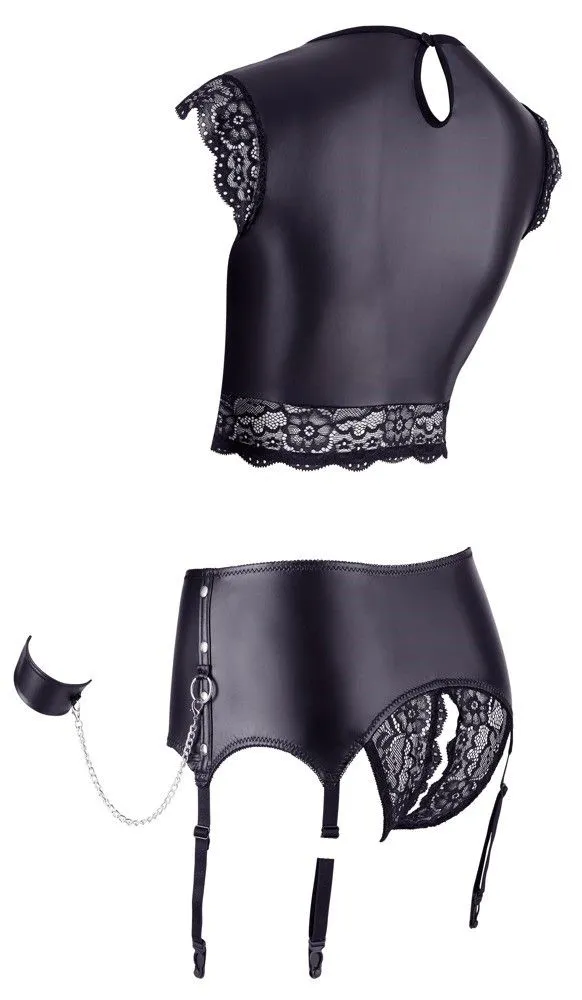 Комплект Cottelli Bondage Top and Suspender Briefs, L (чорний)