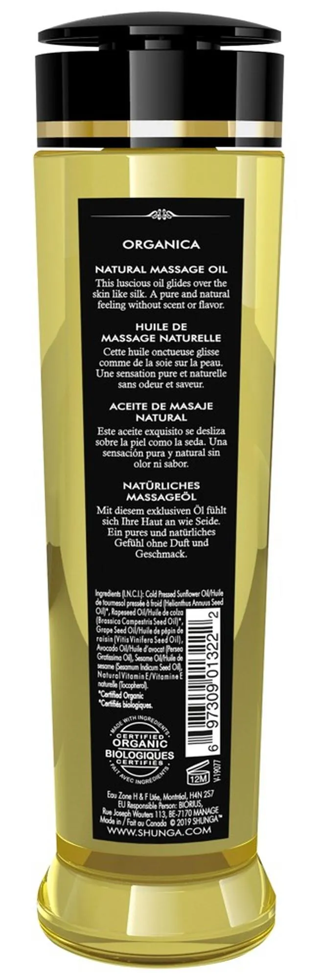 Shunga Organica Natural - Olejek do masażu, Przezroczysty, Bezzapachowy, 240 ml