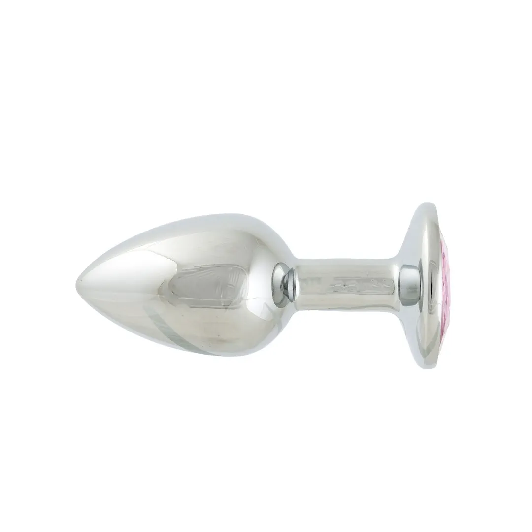 Simply Pleasure S - Korek analny z kryształkiem, Srebro, 7 cm, S