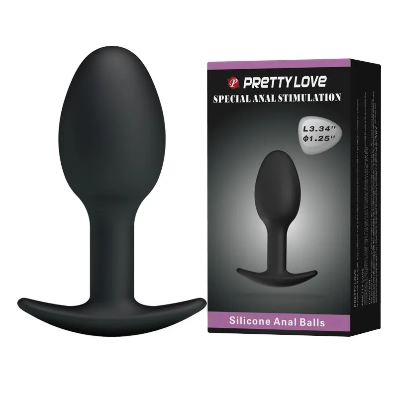 Анальная пробка Pretty Love Silicone Anal Plug,  8.4 см (чёрный)