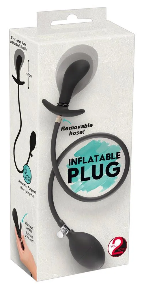 Анальная пробка Inflatable Plug, 8 см (черный)