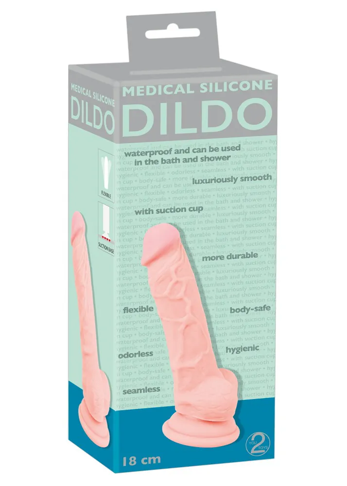 Medical Silicone Medical Silicone Dildo - Dildo, W kolorze cielistym, 18 cm