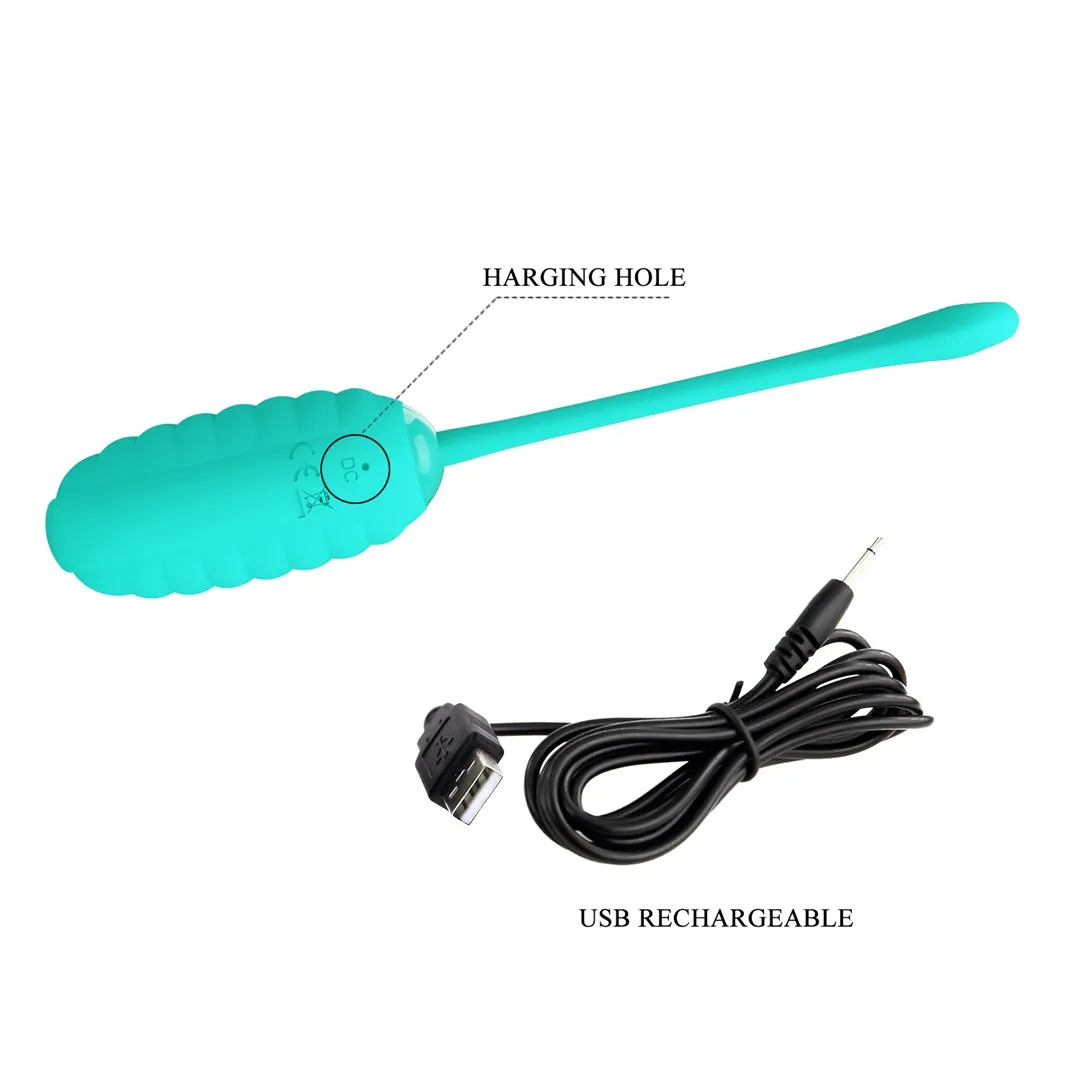 Виброяйцо Pretty Love Kirk Super Soft Silicone, 19,7 см (бирюзовый)