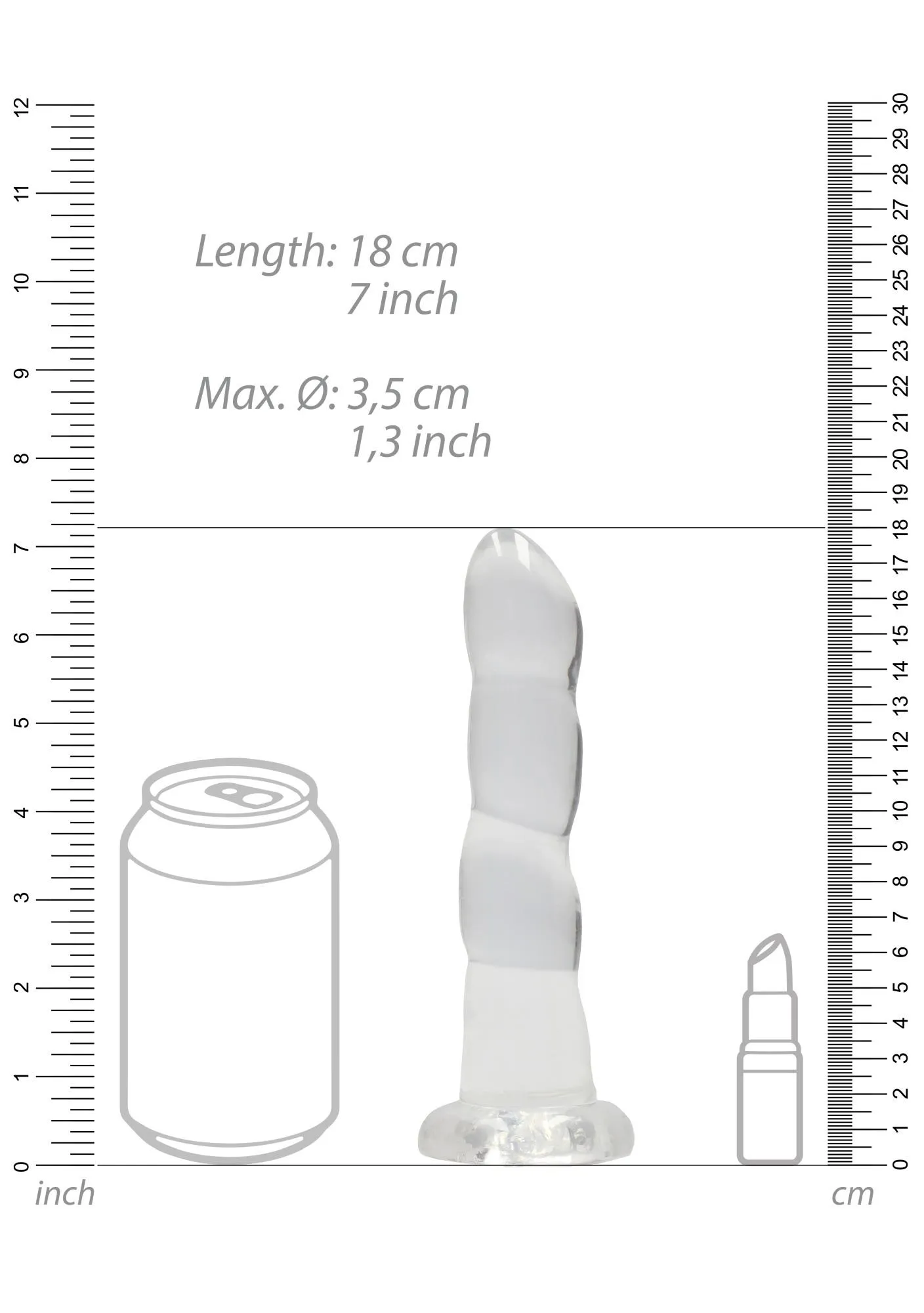 RealRock Crystal Clear 7" - Dildo, Przezroczysty, 18 cm