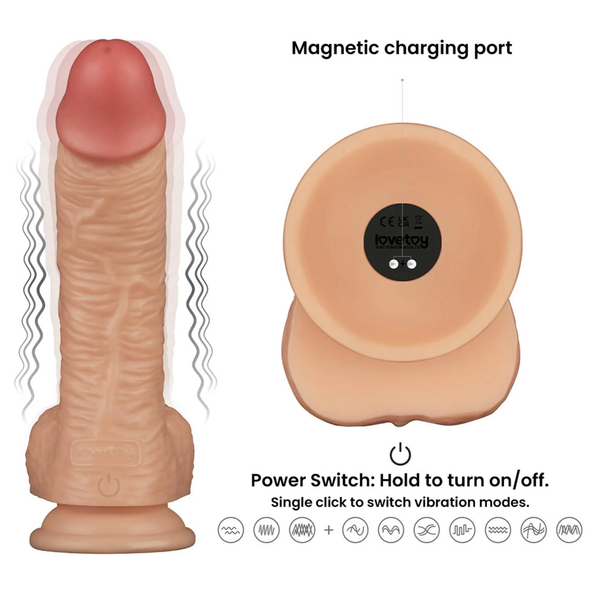 Вібратор Lovetoy Power Basics Cock 8.5'', 21.6 см (тілесний)