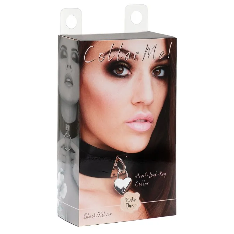 БДСМ ошейник Kinky Diva Collar Me! Heart-Lock-Key Collar (черный)