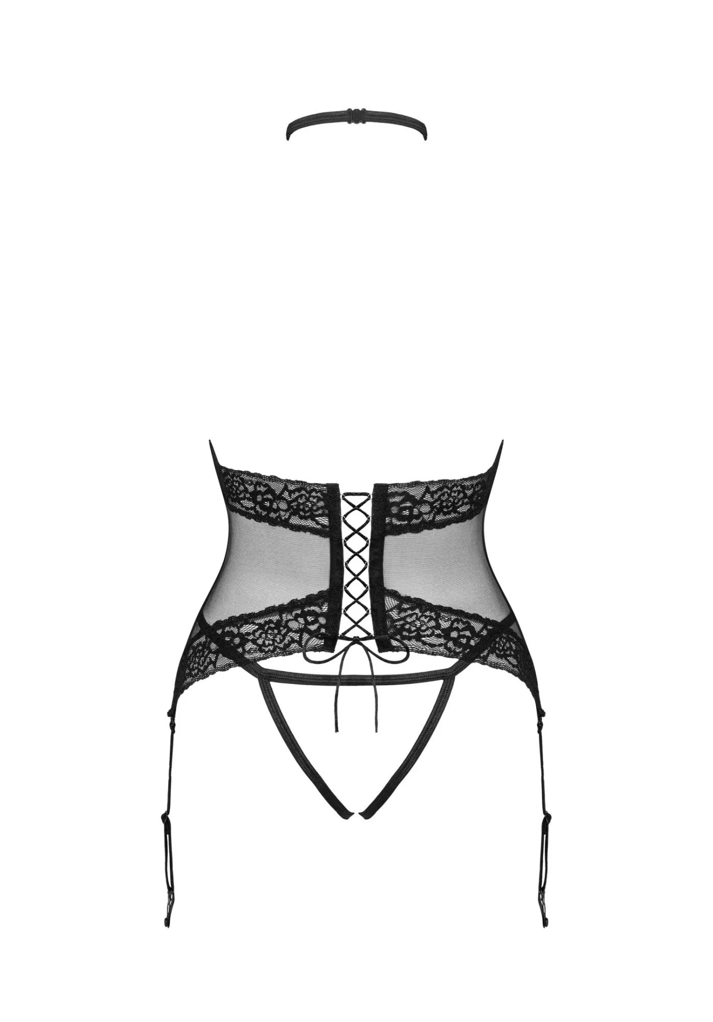 Корсет и стринги Obsessive Lacrisia, XL/2XL (черный)