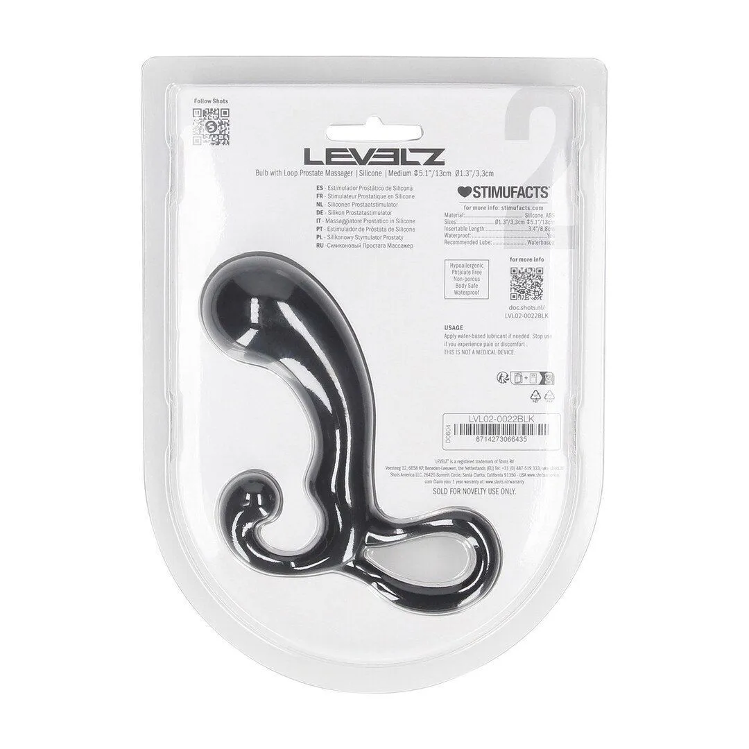 Стимулятор простаты Levelz Bulb with Loop M, 13 см (черный)