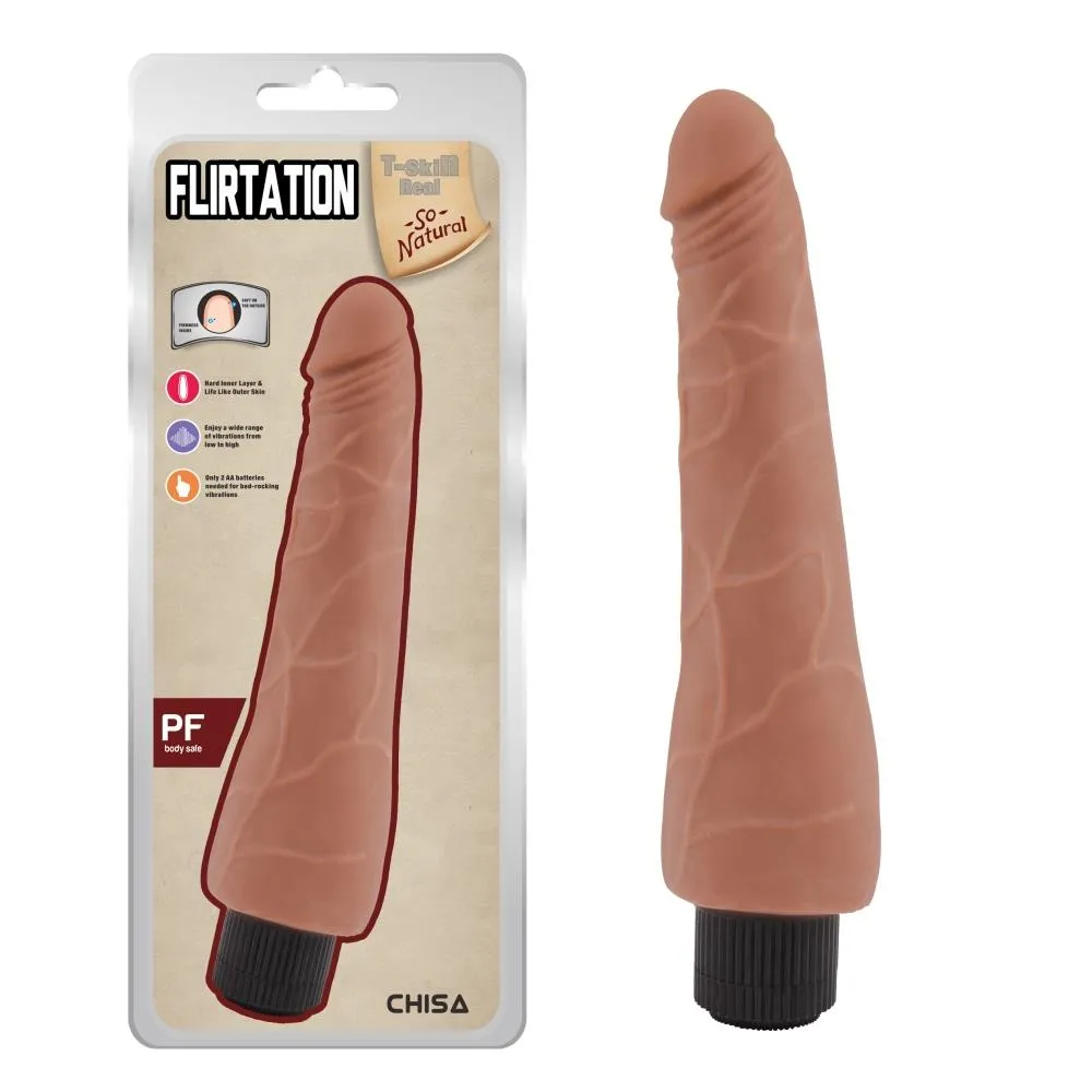 Вибратор T-skin Real Flirtation-Latin, 24 см (коричневый)