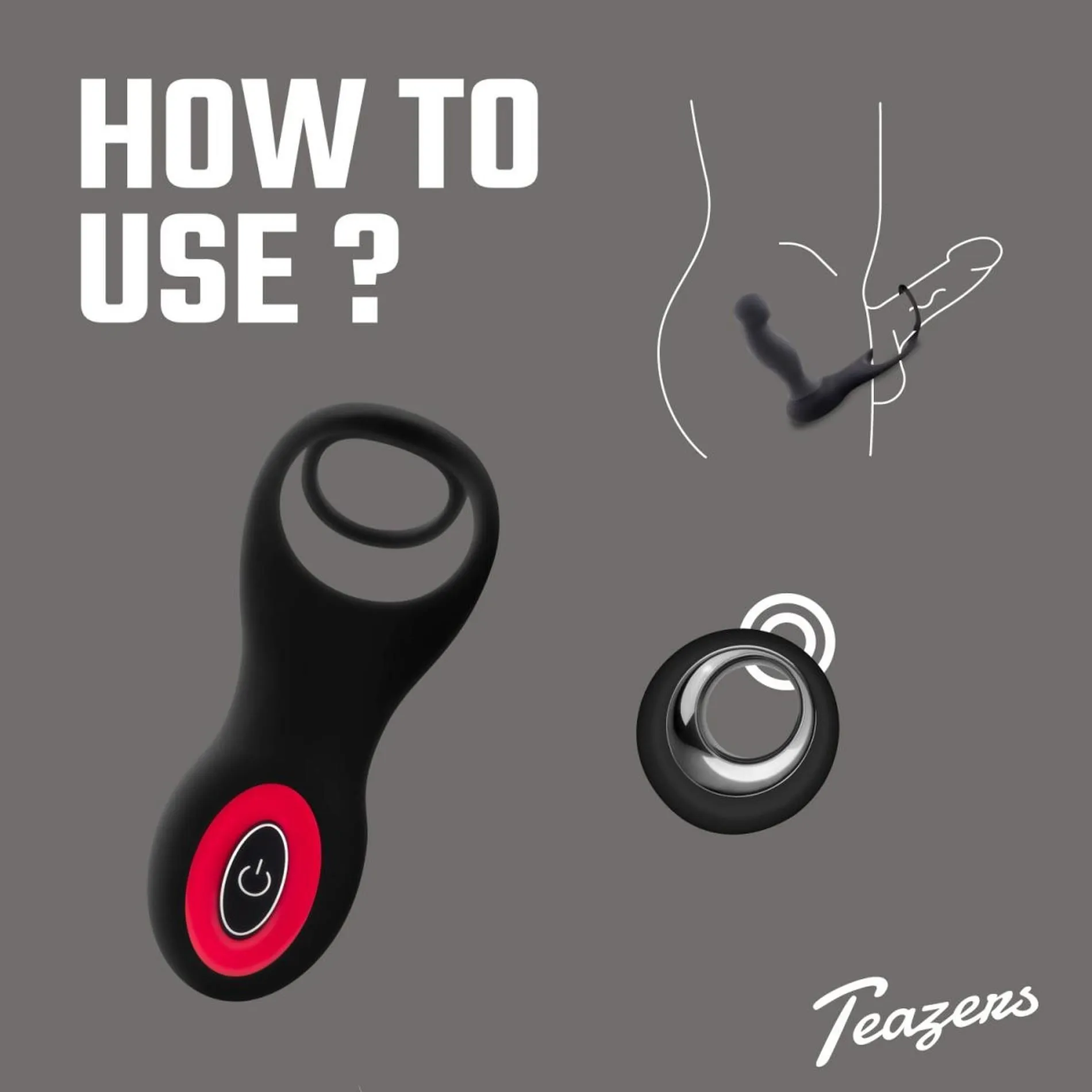 Стимулятор простаты Teazers Cock & Ball Ring, 7.5 см (черный)
