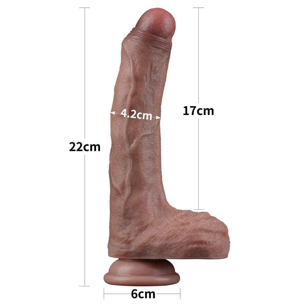 Фаллоимитатор Dildo 8.5'' Dual Layered Silicone Cock, 22 см (коричневый)