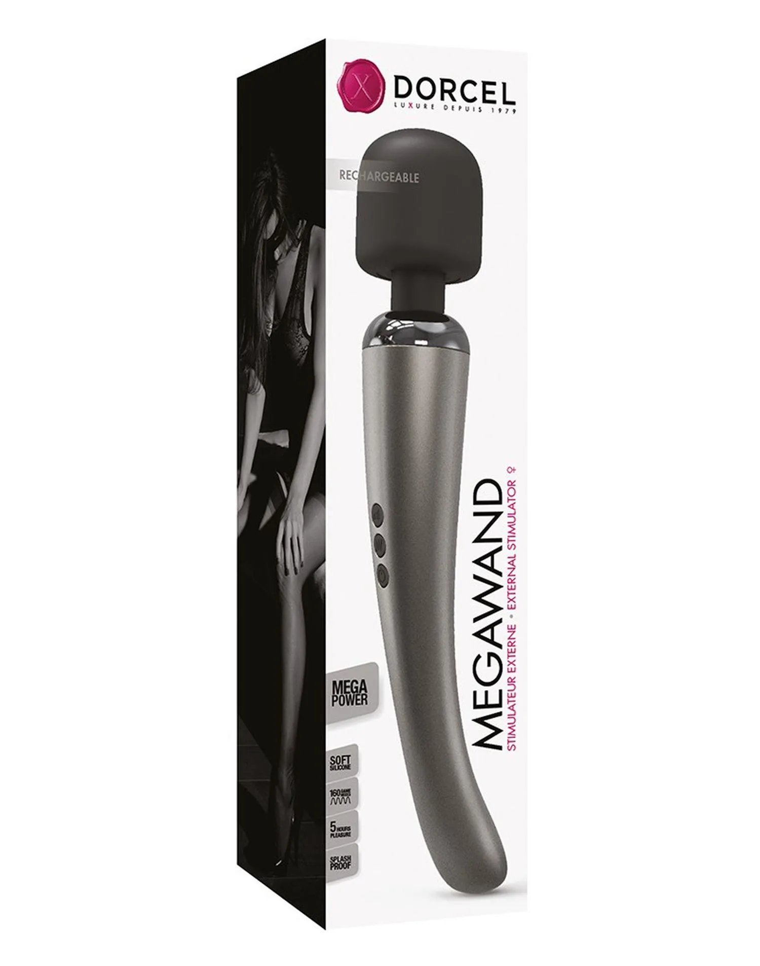 Dorcel Megawand - Klasyczny wibrator, Szary, 29, 5 cm