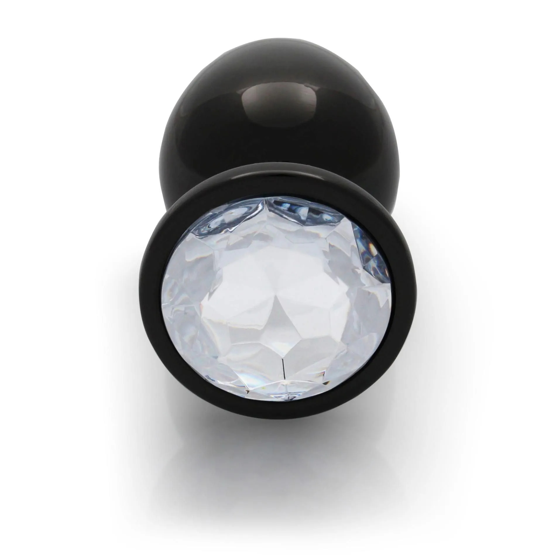 Анальная пробка Ouch! Round Gem Butt Plug L, 9.3 см (черный)