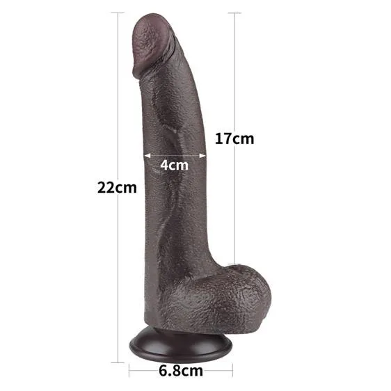 Lovetoy Sliding-Skin Dual Layer Dong 8.5'' - Dildo, Czarny, 22 cm