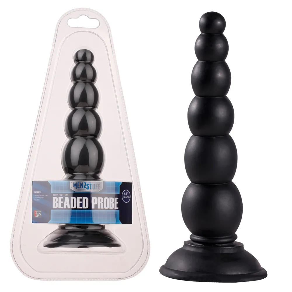 Dream Toys Beaded Probe - Korek analny, Czarny, 16.5 cm